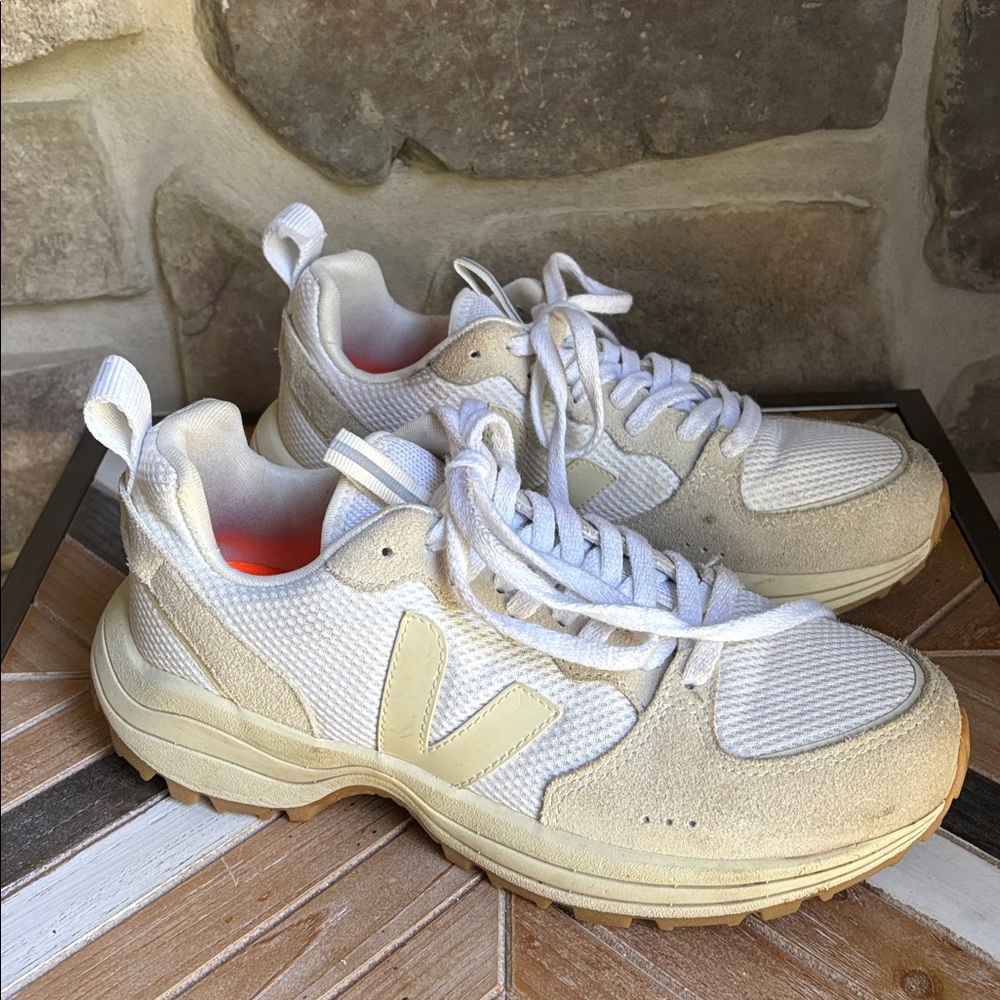 Veja White and Cream Sneakers